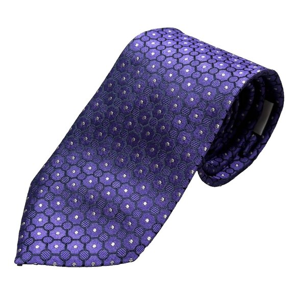 Giorgio Armani Tie Purple Geometric 100% Silk Woven Made in Italy 3.25" - Picture 1 of 5